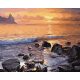 Hullámok napnyugtakor - Számos kifestő keretre feszítve (40x50 cm)
