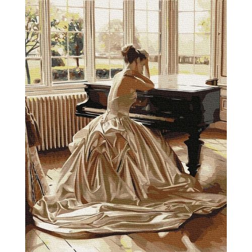 Lány a zongoránál - Számfestő keretre feszítve (40x50 cm)