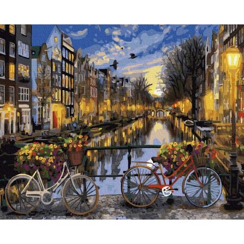 Amszterdam éjjel - Számfestő keret nélkül ( 40x50 cm )