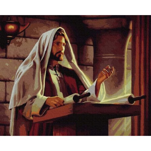 Jézus igéje - számfestő készlet, keretre feszítve ( 40x50 cm )