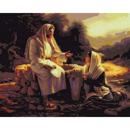 Jézus és Magdolna - számfestő készlet, keretre feszítve ( 40x50 cm )