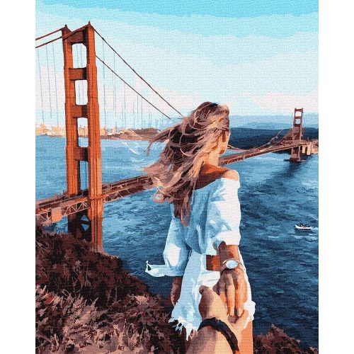 Golden Gate - Számos kifestő keretre feszítve (40x50 cm)
