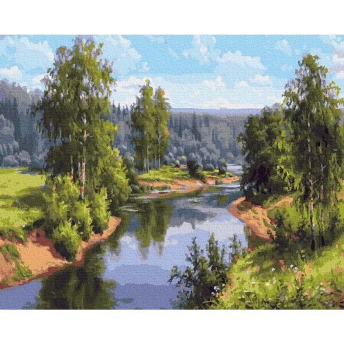 Nyári táj - Számos kifestő keretre feszítve (40x50 cm)