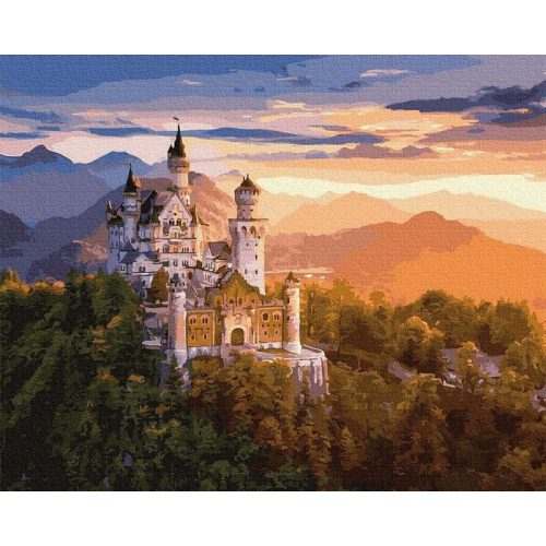 Neuschwanstein kastély - Számos kifestő keretre feszítve (40x50 cm)
