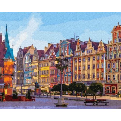 Wroclaw óváros - Számfestő keretre feszítve (40x50 cm)