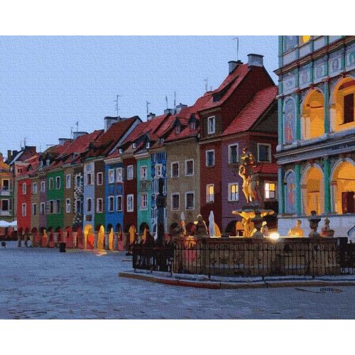 Poznań régi piac - Számos kifestő keretre feszítve (40x50 cm)