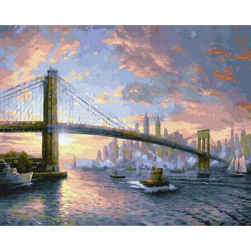 Brooklin híd, New York - Számos kifestő keretre feszítve (40x50 cm)