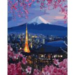 Fujiyama és Sakura - Számos kifestő keret nélkül ( 40x50 cm )