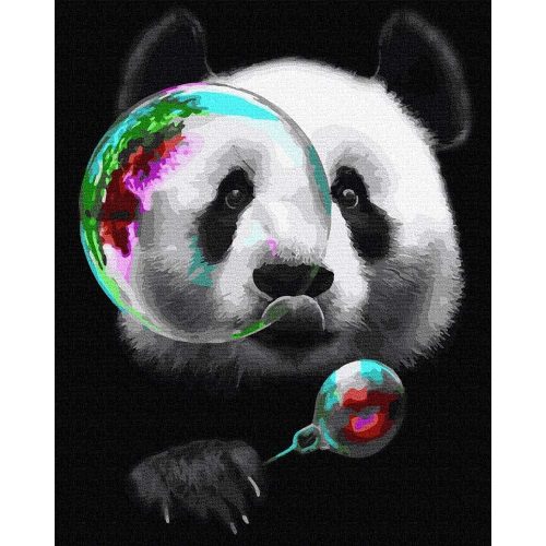 Álmodozó panda - Számos kifestő keretre feszítve (40x50 cm)