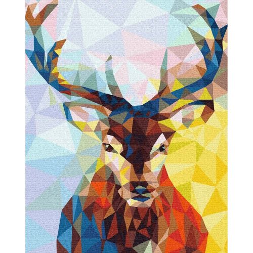 Geometrikus szarvas - Számos kifestő keretre feszítve (40x50 cm)