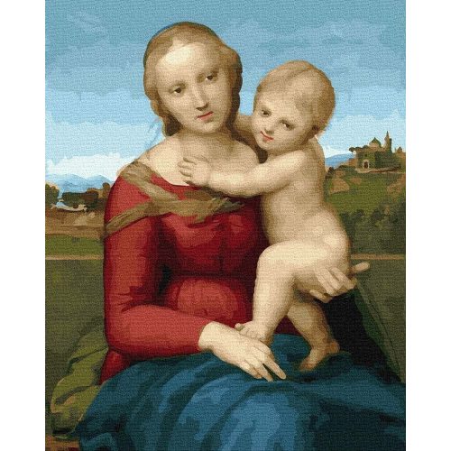 Rafael Santi - Madonna és gyermeke - számfestő készlet, keretre feszítve ( 40x50 cm )