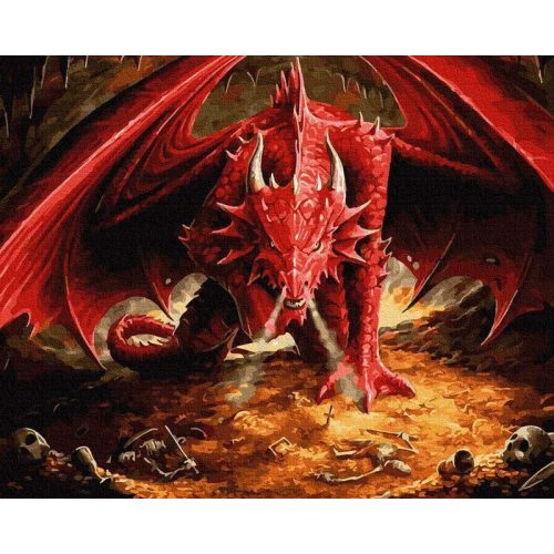 Vörös sárkány - számfestő készlet, keretre feszítve ( 40x50 cm )