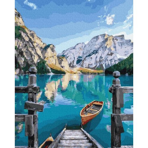 Hegyi tó - számfestő készlet, keretre feszítve ( 40x50 cm )
