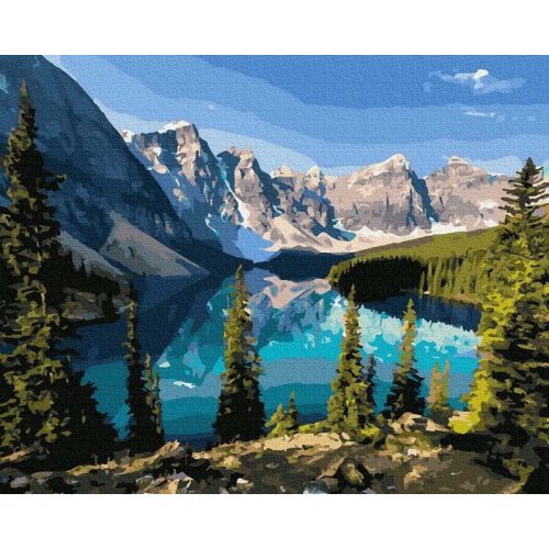 Szépséges hegyi tó - számfestő készlet, keretre feszítve ( 40x50 cm )