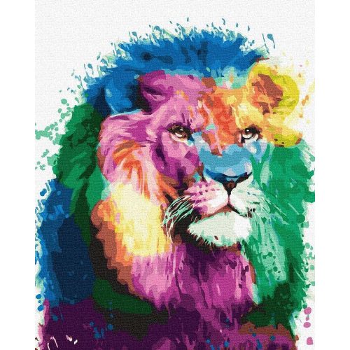 Színes oroszlán - számfestő készlet, keretre feszítve ( 40x50 cm )