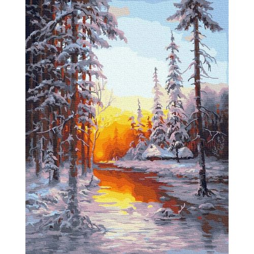 Téli erdő - Számos kifestő keretre feszítve (40x50 cm)