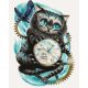 Macska órával - számfestő készlet, keretre feszítve ( 40x50 cm )