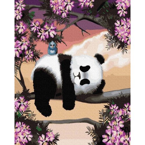 Panda mackó álmodik - Számfestő keretre feszítve (40x50 cm)