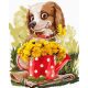 Kutya virággal - számfestő készlet, keretre feszítve ( 40x50 cm )