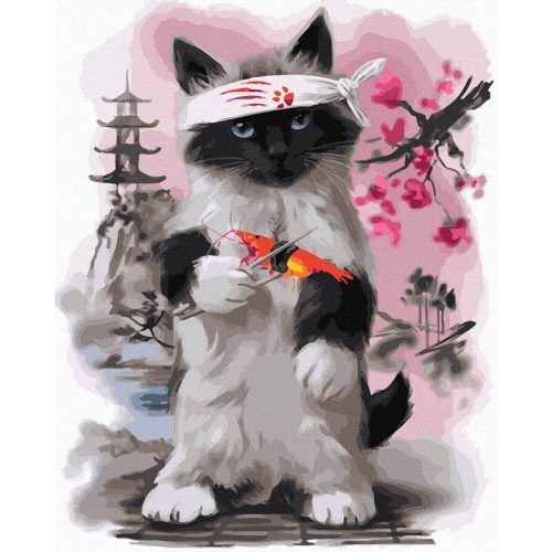 Japán macska - Számos kifestő keretre feszítve (40x50 cm)