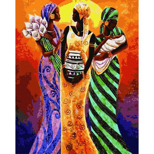 Afrikai nők - Számfestő készlet, keretre feszítve (40x50 cm)