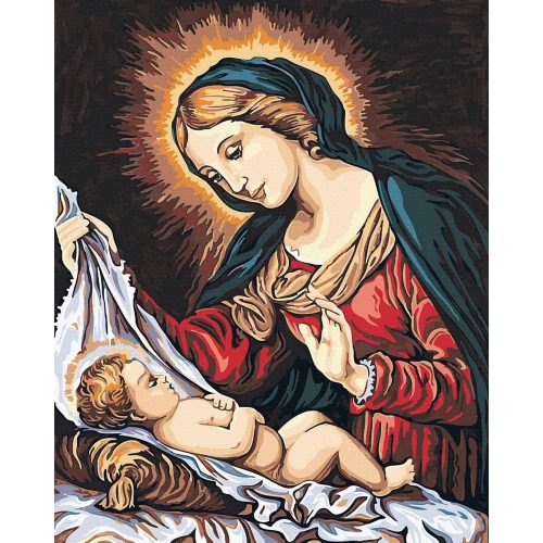 Mária a gyermekkel - Számfestő keretre feszítve (40x50 cm)
