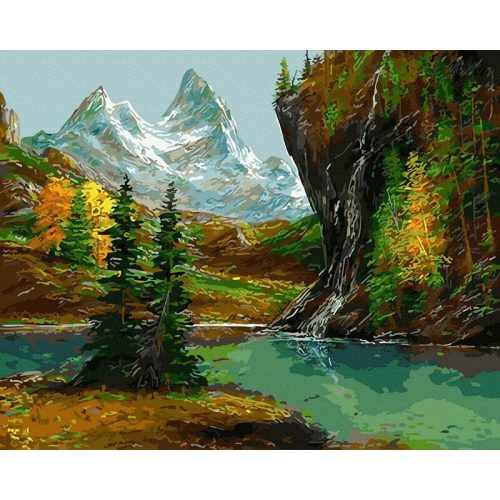 Mountain Valley ősszel - Számos kifestő keretre feszítve (40x50 cm)