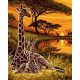 Zsiráfok a szavannában - Számos kifestő keretre feszítve (40x50 cm)