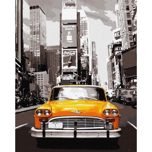Retro taxi - Számos kifestő keretre feszítve (50x65 cm)