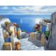Tengerparti lépcsők (Santorini) - számfestő készlet, keretre feszítve ( 50x65 cm )