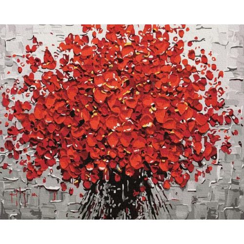 Vörös csokor - Számfestő keretre feszítve (50x65 cm)