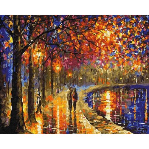 Séta a lámpák alatt - Számos kifestő keretre feszítve (50x65 cm)