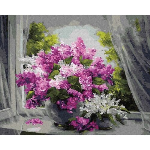 Csokor az ablakban - Számos kifestő keretre feszítve (50x65 cm)