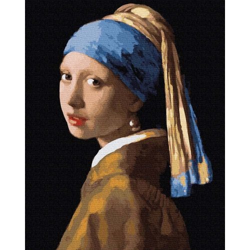 Jan Vermeer - Lány gyöngy fülbevalóval - számfestő készlet, keretre feszítve ( 50x65 cm )