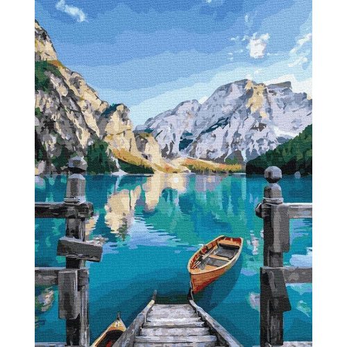 Hegyi tó - számfestő készlet, keretre feszítve ( 50x65 cm )