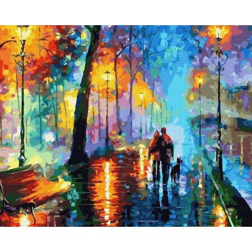 Séta az eső után - Számos kifestő keretre feszítve (50x65 cm)