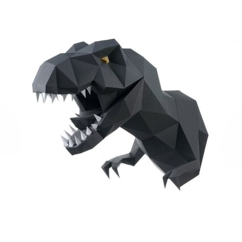 Dinoszaurusz fej, grafit színű - 3D papírmodell