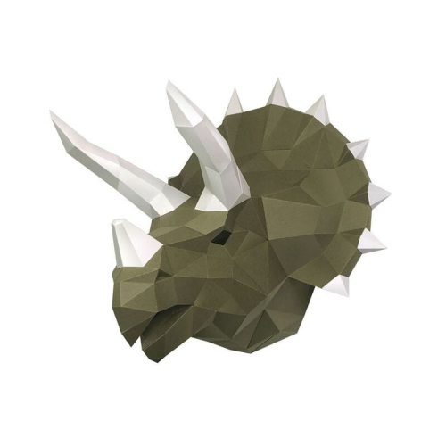 Triceratops trófea (3D modell a falon) - 3D papírmodell