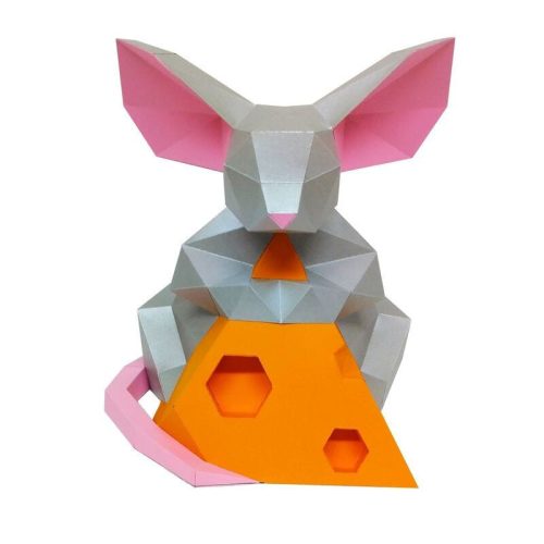3D figura egér sajttal  - 3D papírmodell