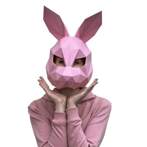 Nyuszi maszk, rózsaszín - 3D papírmodell