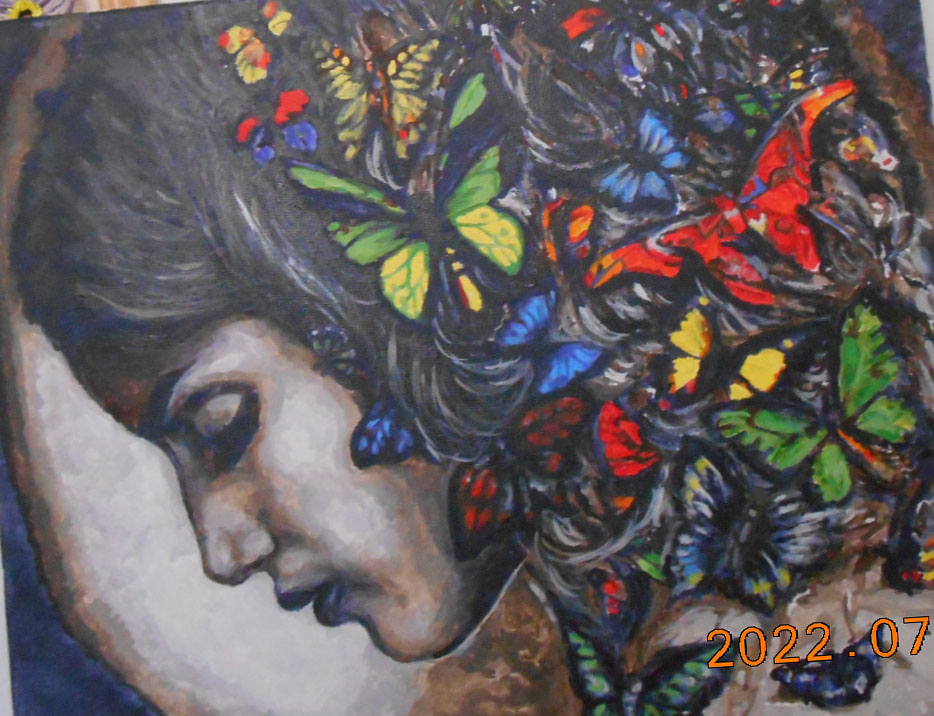   Színes pillangók - számfestő készlet, keretre feszítve ( 40x50 cm )

