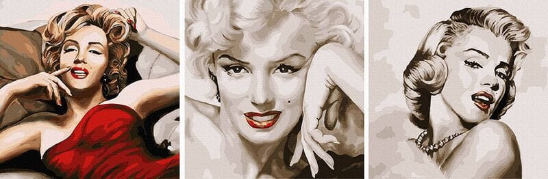 Legendás Marilyn Monroe - Számos kifestő keretre feszítve (50x150 cm)
