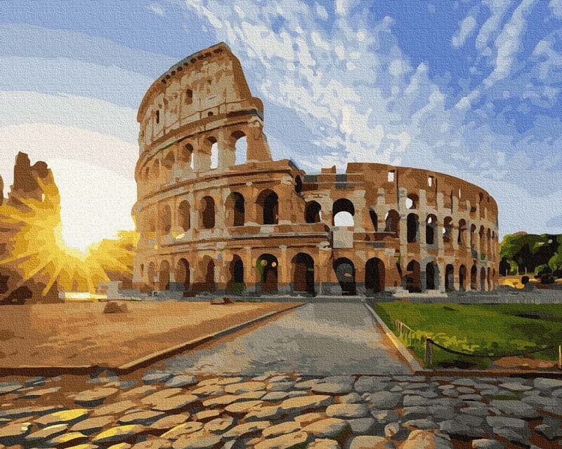 Napfelkete a Colosseumnál - Számos kifestő keretre feszítve (40x50 cm)