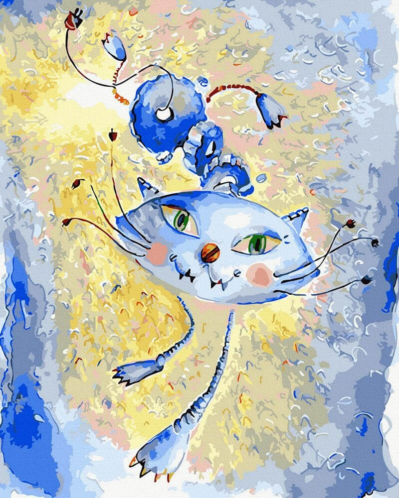 Futurisztikus macska - Számos kifestő keretre feszítve